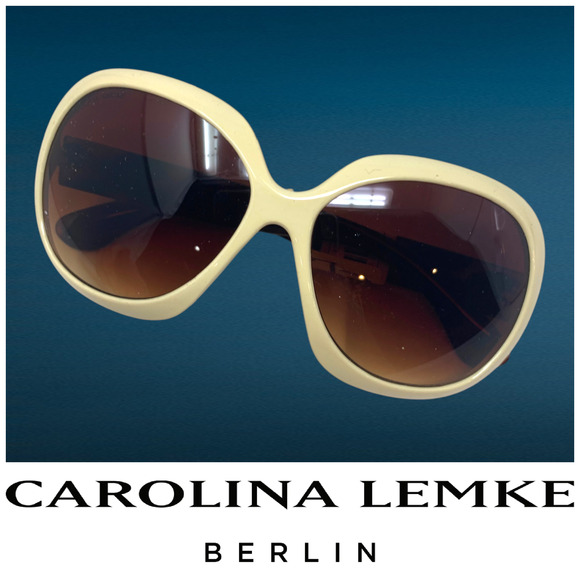 NEW Carolina Lemke Ivory Acrylic Oversized Round Sunglasses CL1037 NWT - Picture 1 of 7